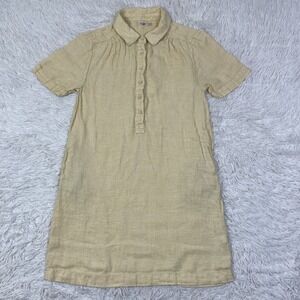 Faherty Dress Womens Small‎ Yellow Hana 100% Linen Pockets Shirt Short Sleeve S